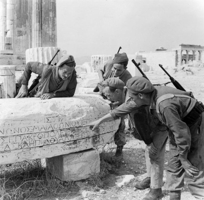 Unlike the architecture, the monument’s dedicatory inscription is well preserved, and records that the Athenian people dedicated the building to the Goddess Roma & Augustus Caesar during the archonship of Areius. Btw take a look at this photo of British troops enjoying the text!