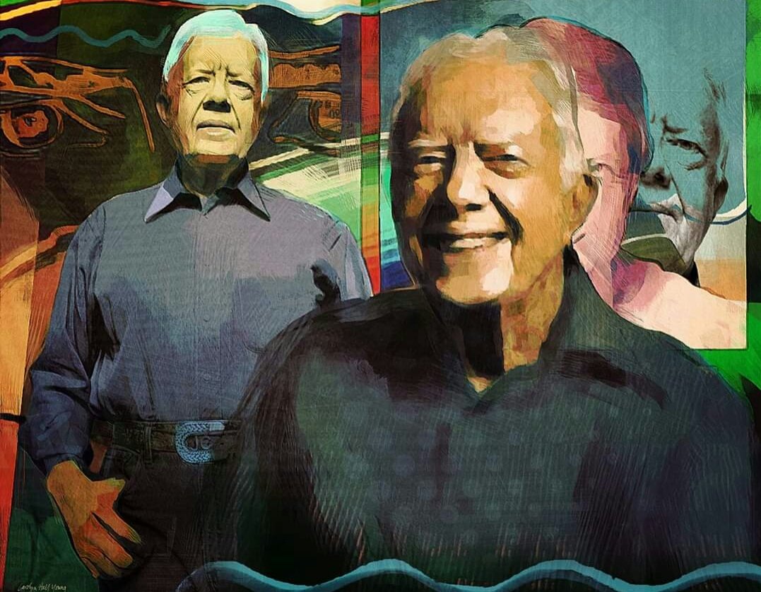 peanut_brigade's tweet photo. #StayAtHomeChallenge #AtHomeWithJimmy 
@CarterLibrary @MicheleECarter1 
📷 iPad painting made by Carolyn Hall Young with a beta version of 
iColorama.
She used several pictures of Jimmy to make this painting. 
"With love and complete respect" to Jimmy. ❤ https://t.co/bO2H5sQuZ6