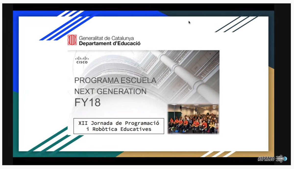 AnnaCasamitjana's tweet photo. #JPRE20 En @xsune ens explica el Programa @CiscoEscuela. El curs passat vàrem participar amb en @jbartolig com a jurat gràcies al @rmeix i @xsune i va ser molt xulo!! Ens va sorprendre molt la qualitat dels #prototips presentats #CiscoIot #InternetOfThings. Molt recomanable! https://t.co/Lfb4FhG44u