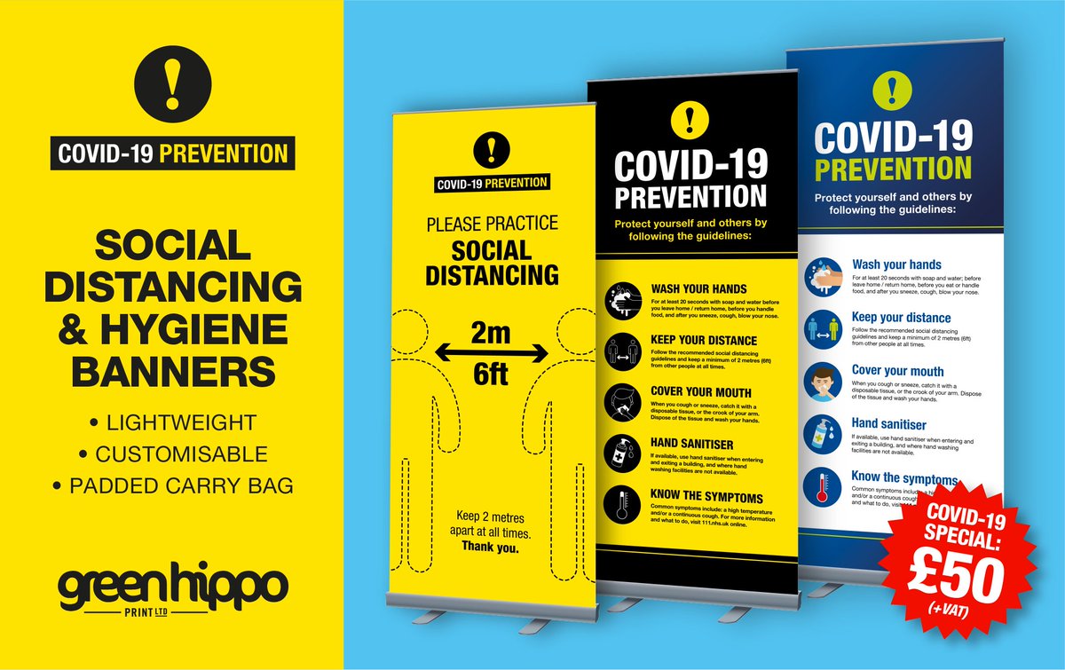 GreenHippoPrint's tweet photo. SPECIAL OFFER Covid-19 prevention banners. #StayAlert #SaveLives https://t.co/EylzhAfX2f