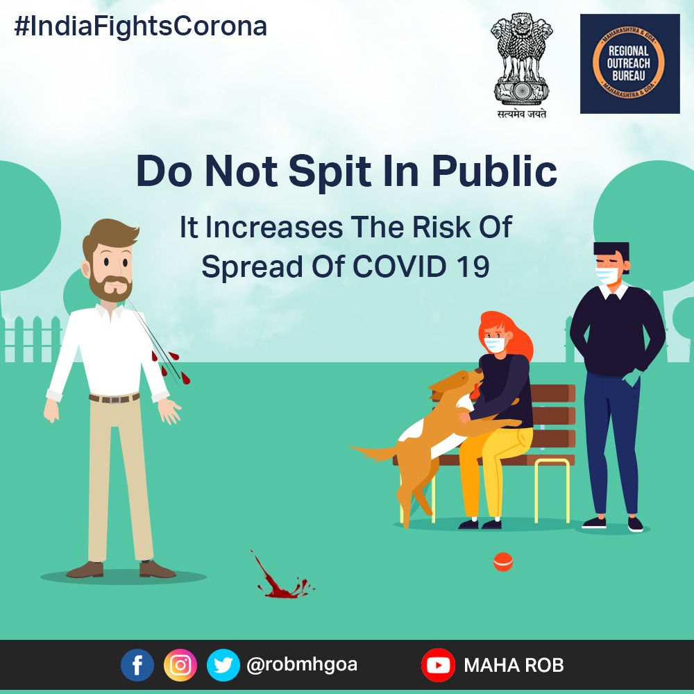 Do not spit in public. Make it a habit.  be a responsible citizen. #StaySafe #CleanIndia #IndiaFightsCoronavirus #GoaFightsCOVID19 #CleanGoa