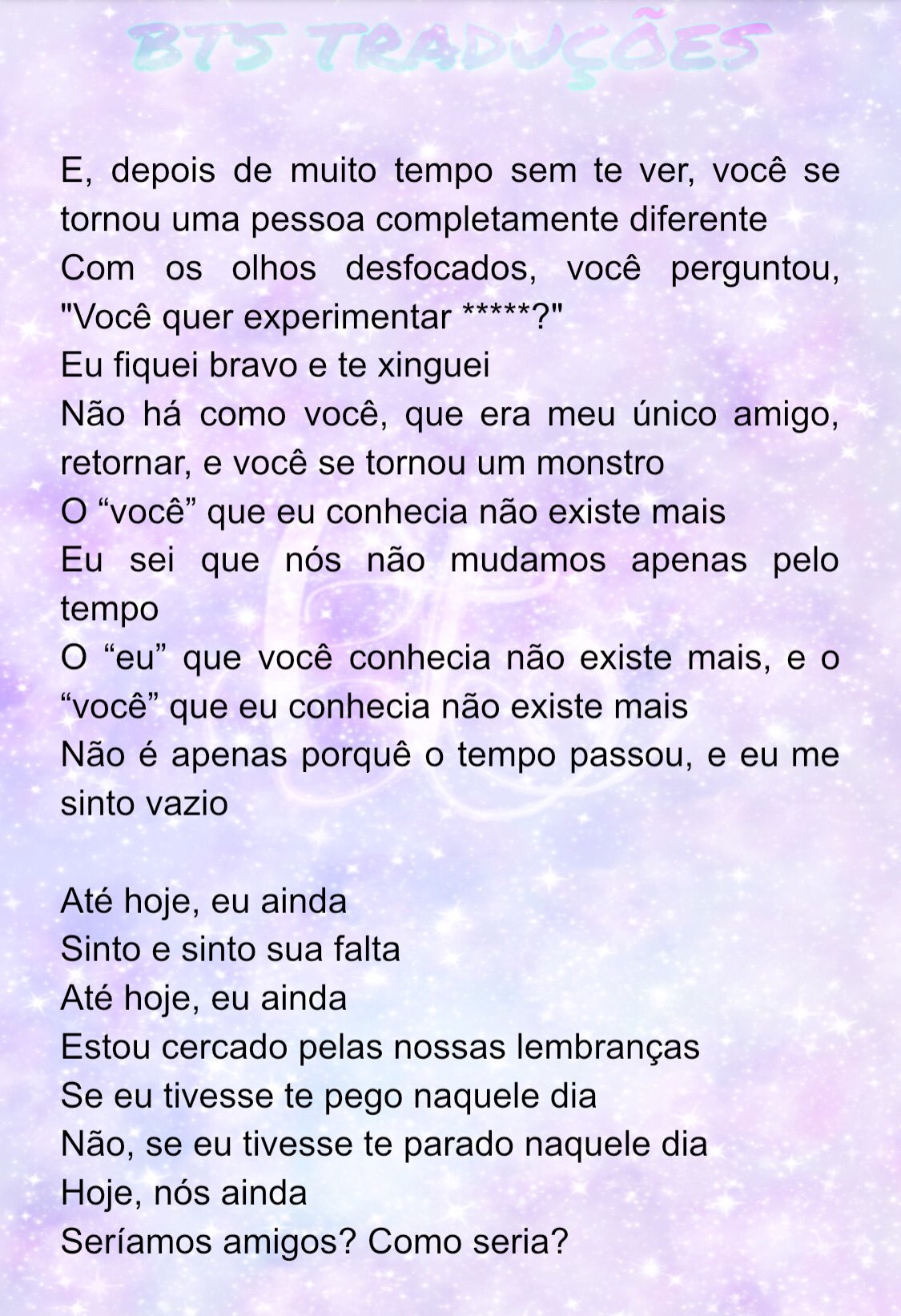 Universo Bangtan ⁷ on X: [TRADUÇÃO PT-BR] Dear My Friend - AGUST