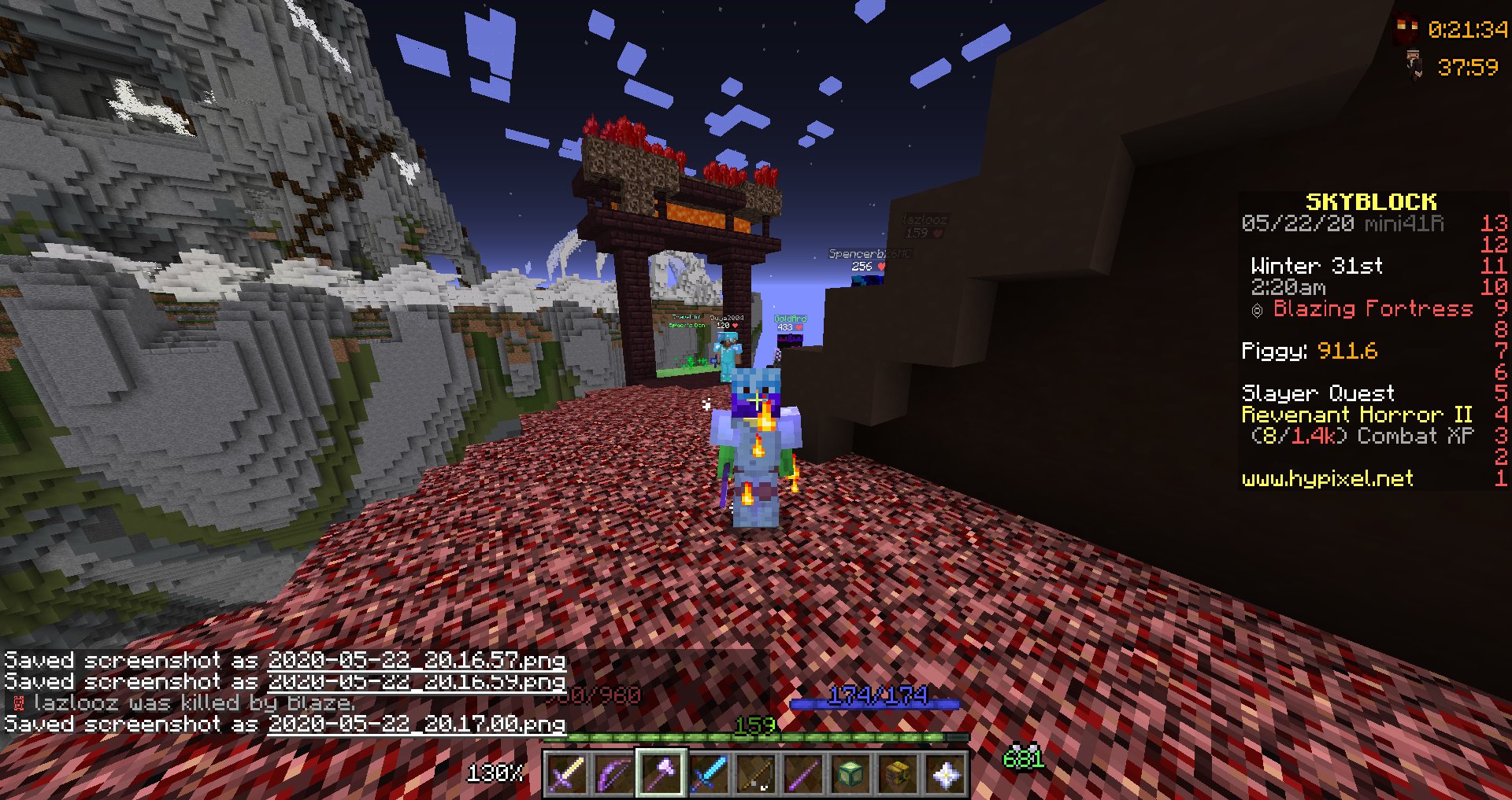 334・りあど on Twitter "Hypixel SkyblockのFrozen Blaze ArmorがSuperior