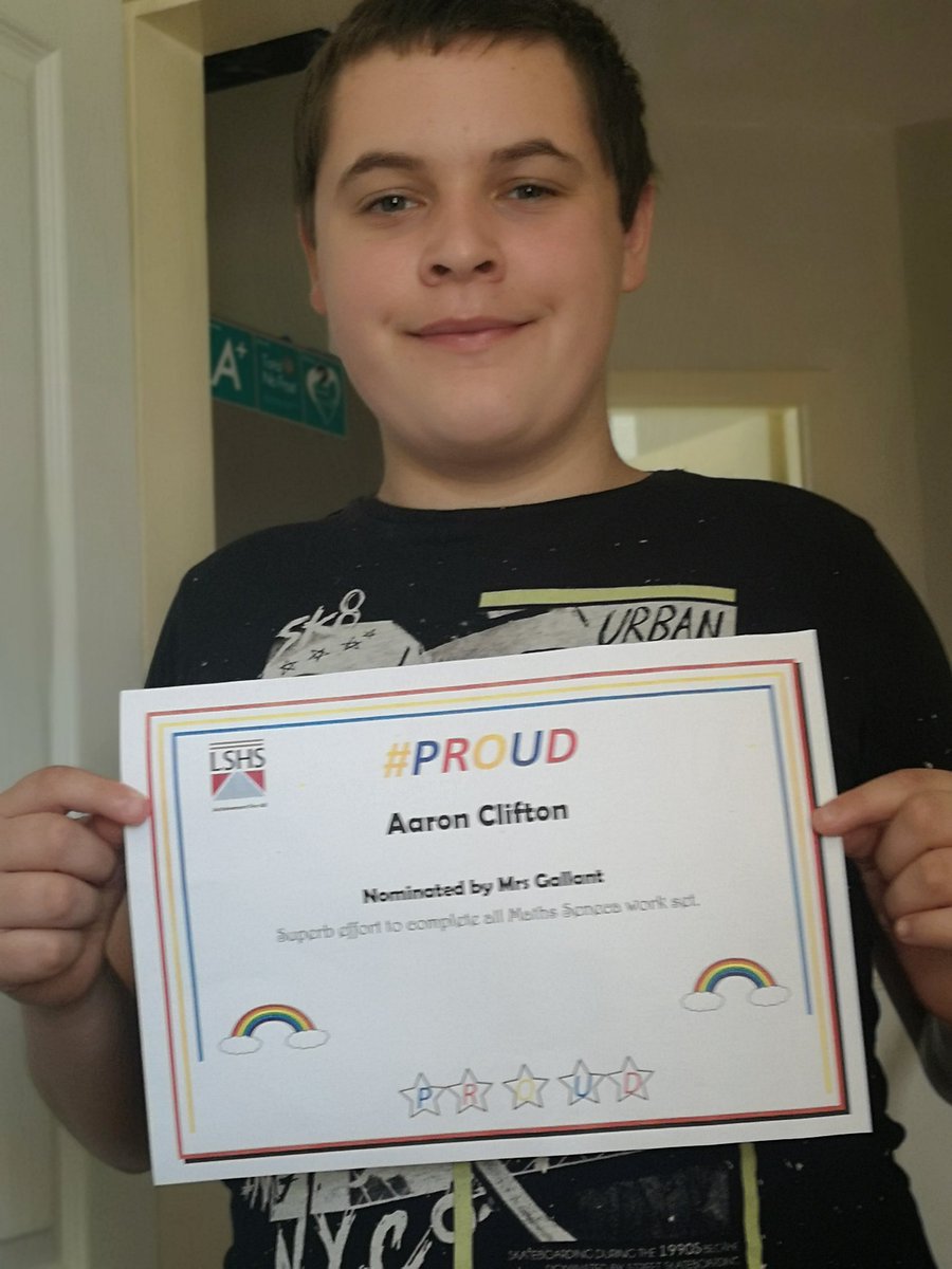 Beebopsuk's tweet photo. Well done Aaron.  Nominated by Mrs Gallant for his hard work doing his maths work. Thank you @lshsnews  #veryproudmum #proud #lshs https://t.co/8vHTpdieMk