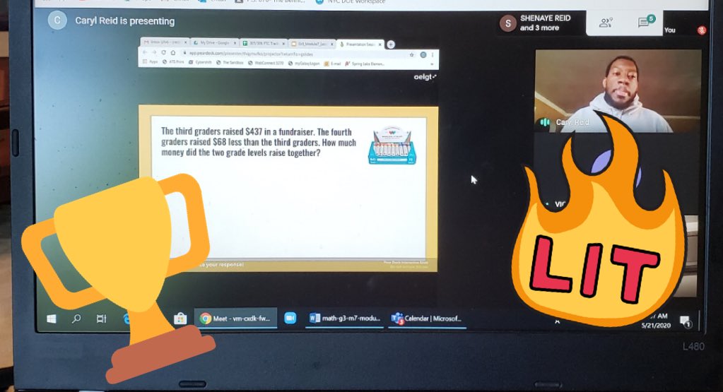 PS76_Bennington's tweet image. Mr. Reid making math relevant for his third graders. Sharing his story through the word problem. #makingmathreal @NYCSchools @DOEChancellor @MeishaPorter @cristinevaughan @District11BX