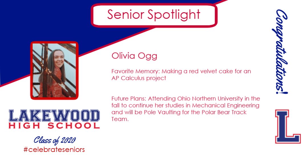 Today we honor Olivia Ogg. #celebrateseniors