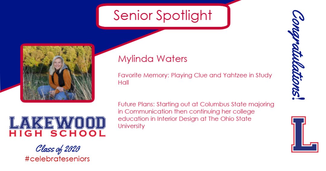 Mylinda Waters is the second senior we would like to honor today. #celebrateseniors