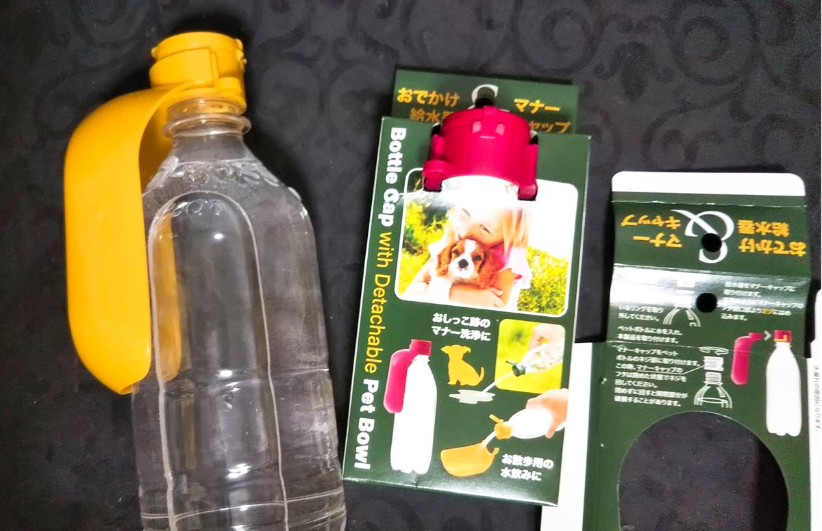 犬のおやつレシピ はに على تويتر おつかれさまです 給水器つき ペットボトルキャップ お水がシャーと出て便利だね マルチーズ 小梅 セリア お出かけ給水器つきペットボトルキャップ