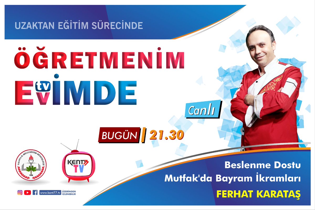 ferhatkrts0326's tweet photo. 22.Mayıs.2020 Cuma saat 21:30 'da  Kent77'de #beslenmedostumutfak  #bayramikramları https://t.co/2XxjflaXiT