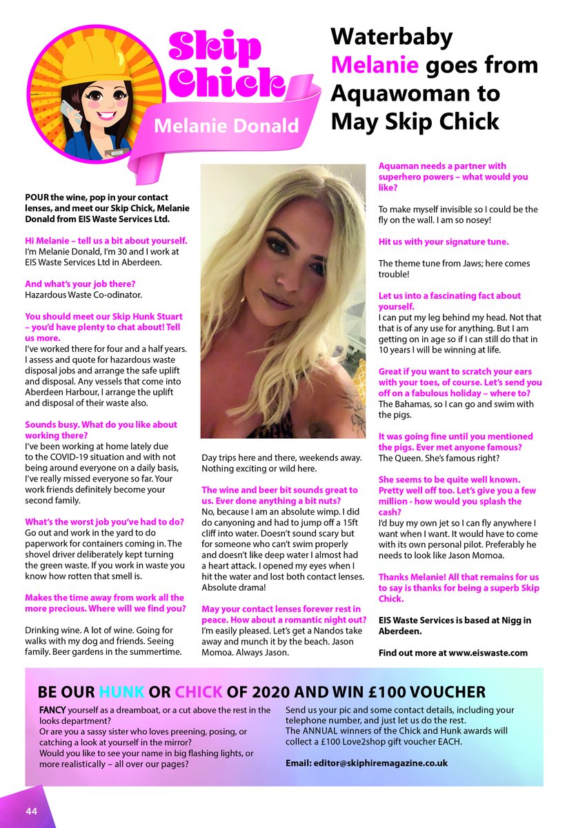 SkipHireMag's tweet image. Meet our May Skip Chick: Melanie Donald from @EISWaste . skiphiremagazine.co.uk/2020/05/22/may…