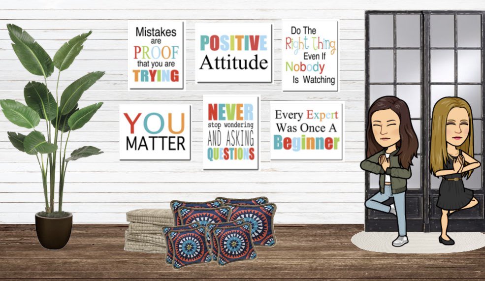 Although I miss my classroom so much, the first picture looks similar to mine! My students have loved my virtual classrooms! When I share them with the class, everything is linked to various resources!