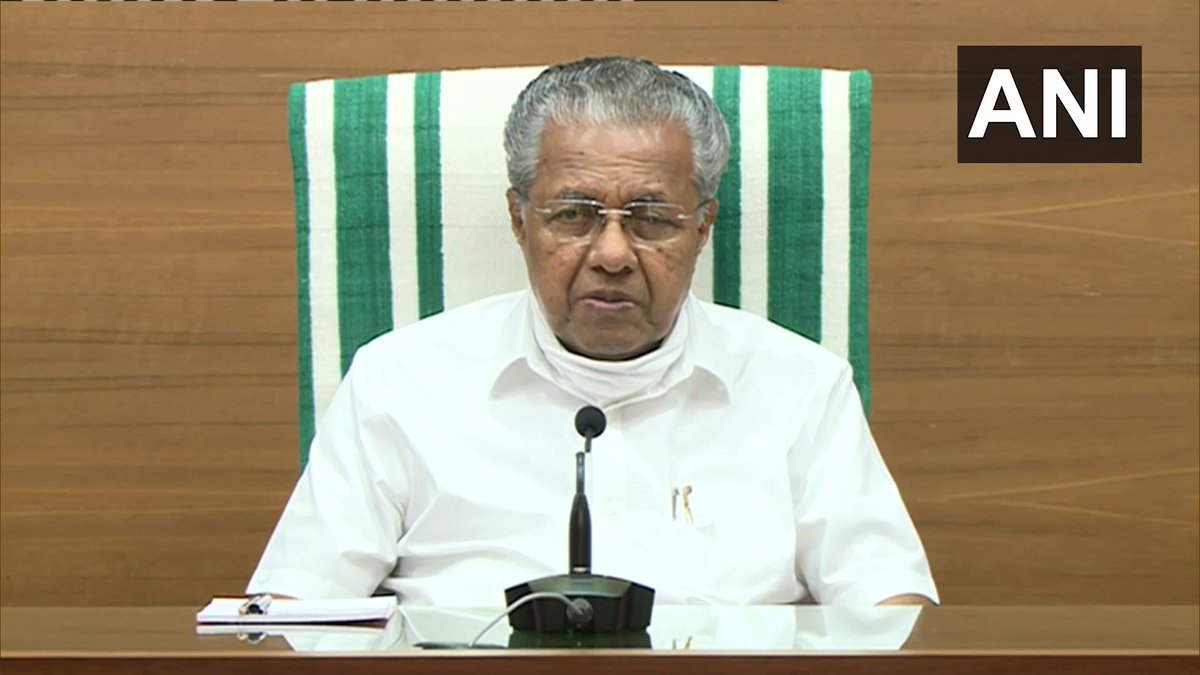ANI's tweet photo. Kerala records largest single day rise in COVID-19 cases with 42 cases today. Out of 42 positive cases reported today, 17 returned from abroad&amp; 21 returned from Maharashtra. The total number of positive cases in the state is now 732 incl. 216 active cases: Kerala CM P. Vijayan https://t.co/1uQwe1Ccf2