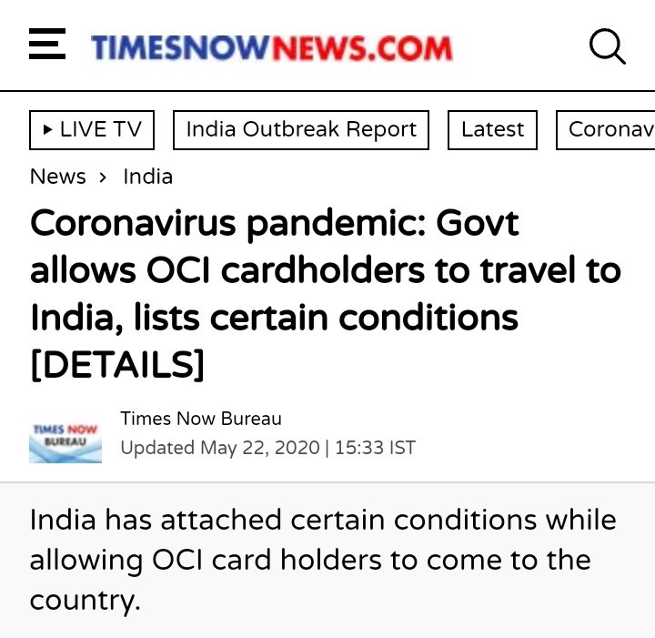sunandaS's tweet photo. Good News for OCI card holders👇

Govt allows OCI cardholders to travel India, lists certain conditions.
@NISAU_UK @HCI_London @INSAUK @FISI_UK @timesofindia @AUThackeray @ravishndtv @sardesairajdeep @RubikaLiyaquat @VirendraSharma @BDUTT @leanahosea @ThePIENews @RajatSharmaLive https://t.co/dwYvygBVfg