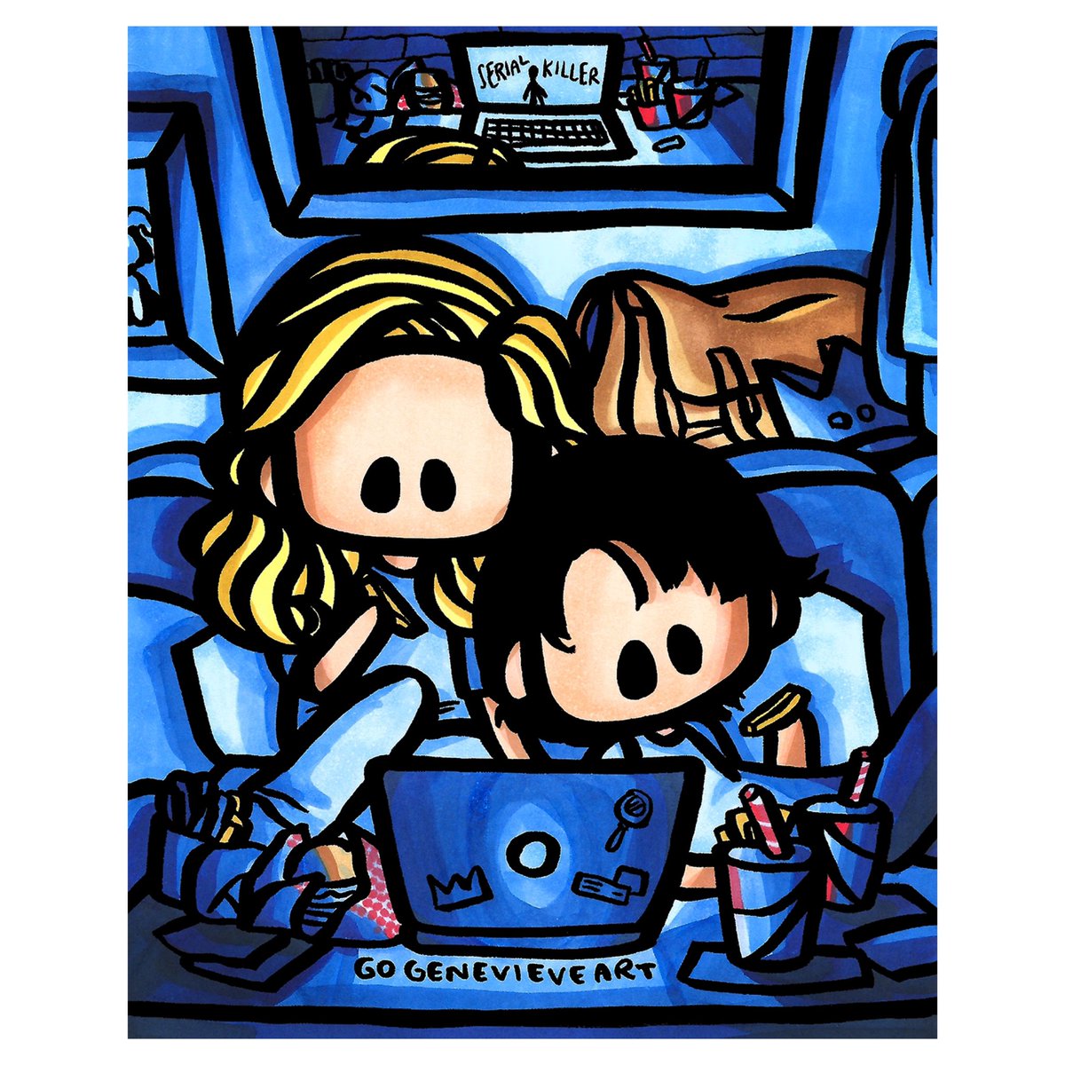 gogenevieve's tweet photo. Bughead cuddled together watching a serial killer documentary 😆🔍 Patreon commission for @shipper4life12 #artistontwitter #bughead #riverdale #bugheadedit https://t.co/v0voMJHtal