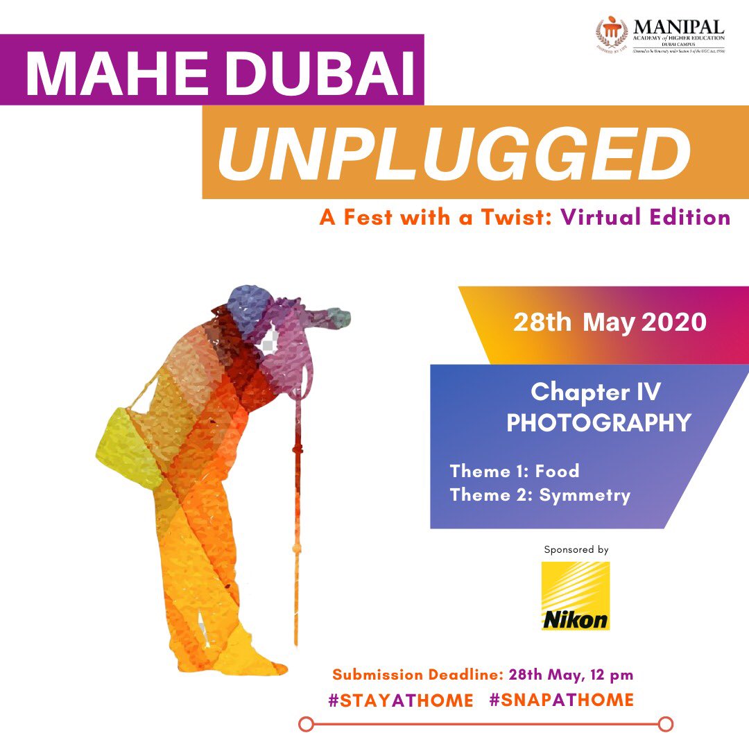 ManipalDxb's tweet photo. Bring out your inner food blogger or dazzle us by showcasing the mirrored patterns and symmetry of the world around you! Get clicking, and submit before the 28th of May, 12 pm.
#StayAtHome #SnapAtHome https://t.co/IuMFfHjj6Z