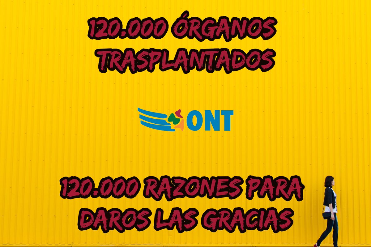ONT_esp's tweet photo. A lo largo de 30 años, hemos trasplantado más de 120.000 órganos. 

¿Y qué son 120.000 #trasplantes? 

Son 120.000 vidas salvadas. 

120.000 ilusiones recuperadas. 

120.000 razones para estar orgullosos. 

120.000 motivos para daros las GRACIAS, donantes https://t.co/ysS53zJFi4