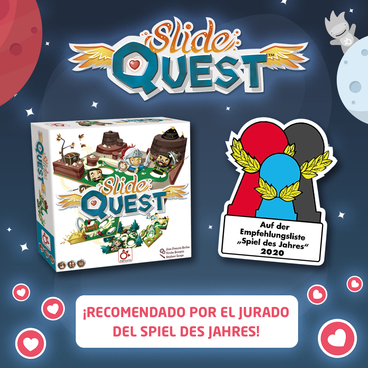Mercurio_Juegos's tweet photo. Ya conocemos a los nominados a los @SpieldesJahres y #SlideQuest ha sido recomendado en su categoría 👏👏👏 https://t.co/xw103DxwwY