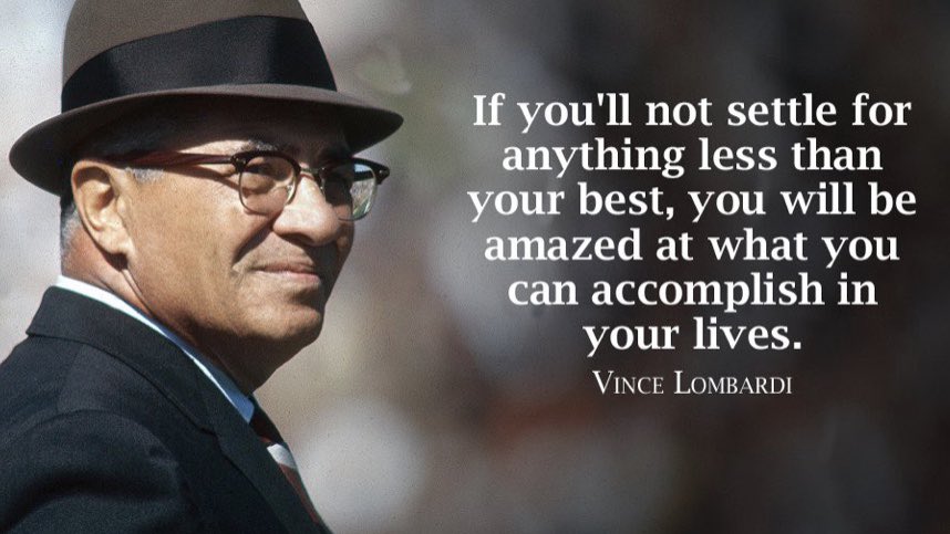 Thoughts for a Fri-YAY 🌞 before a 3-day weekend 🎉 ... closing out the Vince Lombardi week with some inspiration to keep chugging along on the (distance) learning 🚂 ... Go make today a “W”‼️