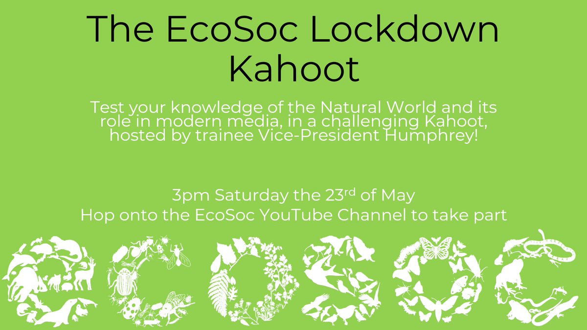 Hey all! We interrupt your regularly scheduled FrIDay to remind you that tomorrow at 3pm we have a Lockdown Kahoot, hosted by Vice-President Humphrey. It will be hosted on our Youtube Channel, linked below: youtube.com/channel/UCMKH0… Hope to see you there!