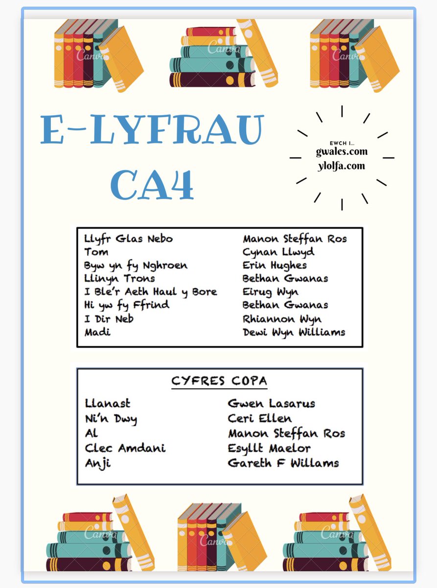 Beth am ddewis nofel neu e-lyfr ar gyfer cyfnod y gwyliau hanner tymor? Dyma ambell syniad ar gyfer CA4/5... #darllen #carudarllen #diancifydarall