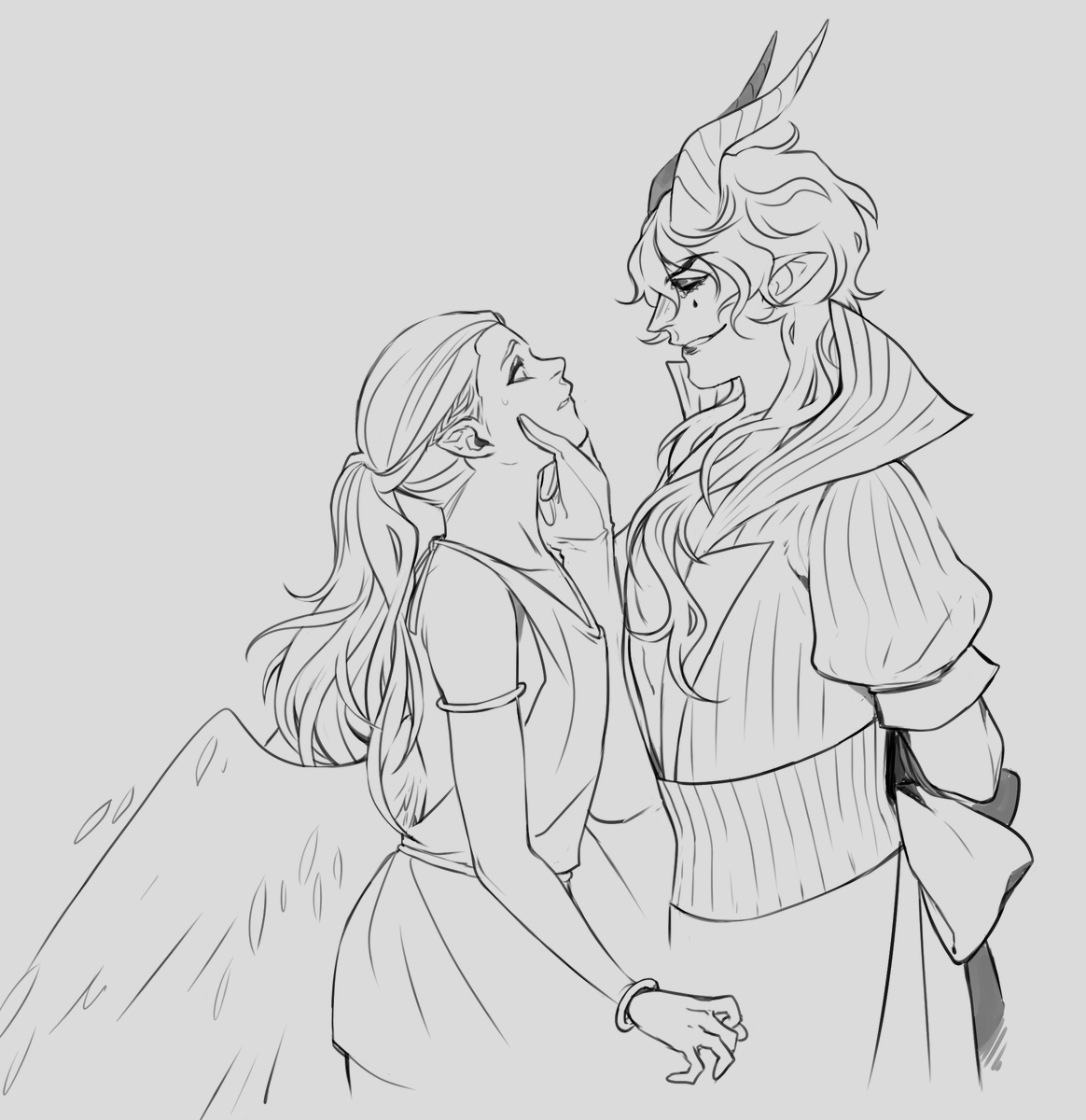 some older sketches from lea's past i didn't post when i drew them :3c will hopefully draw some more stuff with lea and their tiefling gf