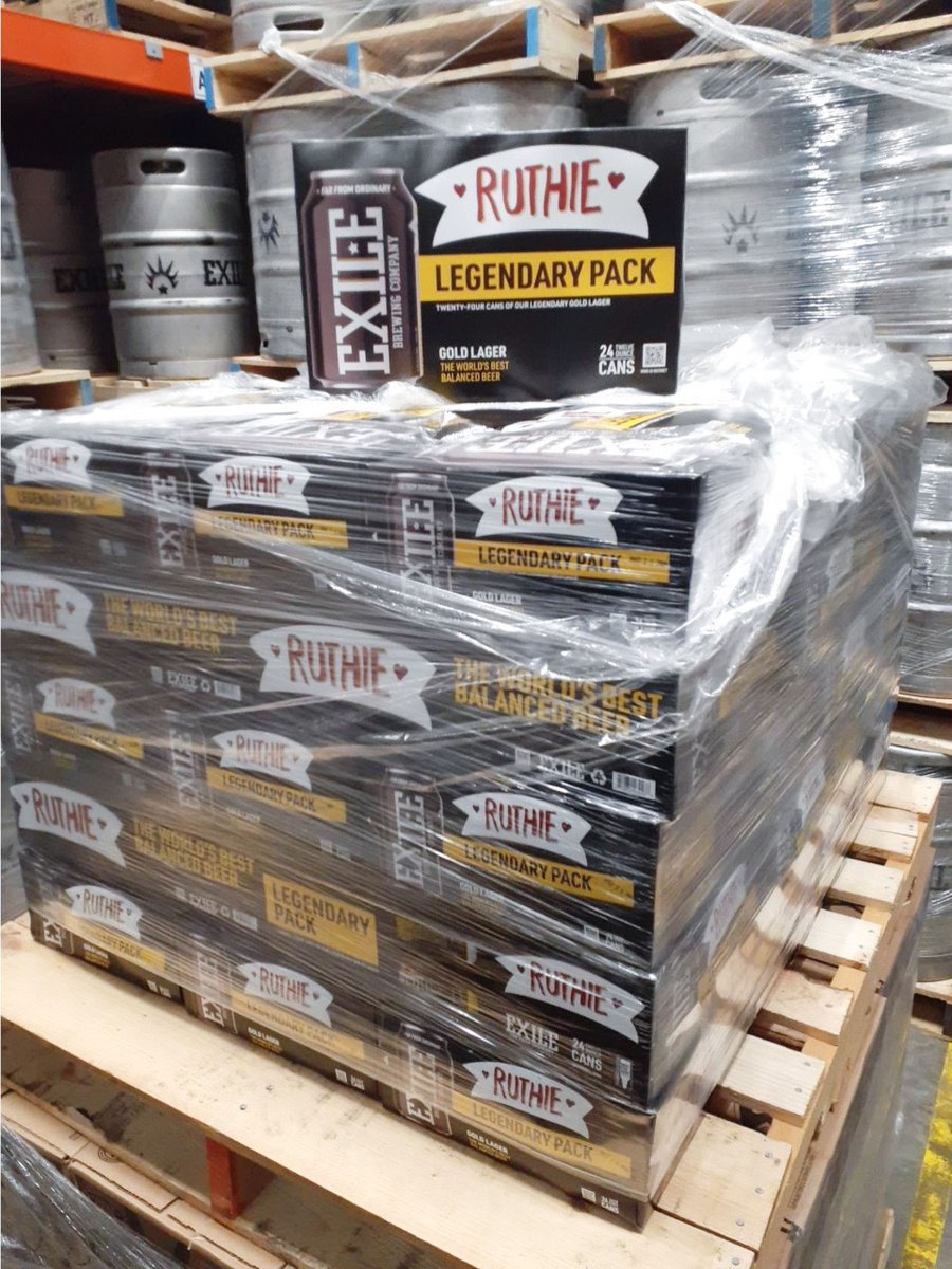 ExileBrewingCo's tweet photo. The packaging crew knocked out over 1,300 Legendary Packs yesterday that will be available to you next week! 24 cans of the World's best balanced beer 🍻 #enjoyyourexile #legendarypack https://t.co/kH0mv6sGdp