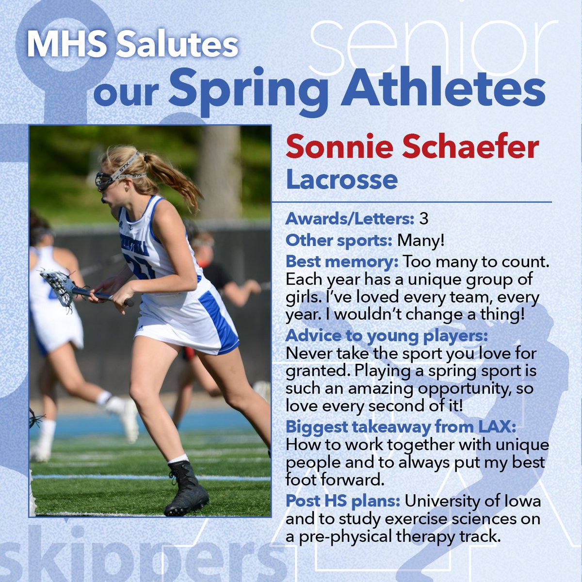 Today we salute senior LAX players Sonnie Schaefer @SkippersLax and Sean O'Mara @tonka_lax ! #MHSSeniorSalutes #MHS2020 ⚓️🥍👩‍🎓👨‍🎓💙 @TonkaPrincipal @uiowa @TAMU