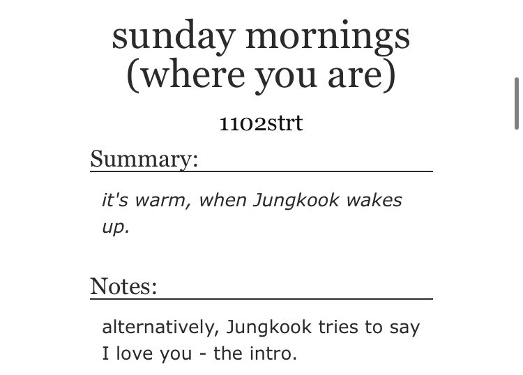 Sunday mornings - my delulu mind wants to believe this is how taekook wakes up  https://archiveofourown.org/works/470...