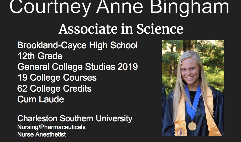 LexingtonTwo's tweet photo. Congrats Courtney, @LexingtonTwo Early College graduate, Associate in Science diploma.  @MidlandsTech https://t.co/zbpsvD4Fvf https://t.co/wmUYSHLk1q