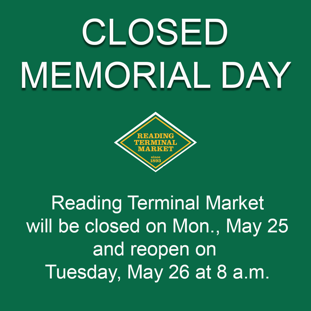 RdgTerminalMkt's tweet photo. We are open 8 a.m. - 5 p.m. today and Saturday, then closed Sunday AND Monday. 

Our merchants are stocked with all your Memorial Day weekend supplies! Come #RTMShop or order for pickup/delivery through @ShopMercato. https://t.co/swwJ0QZPLz