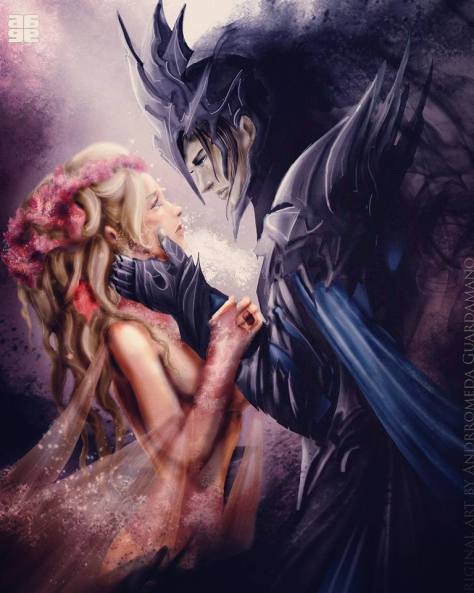 6. HADES AND PERSEPHONEHades was visiting the world of the living when he saw Persephone and he immediately fell in love with her. He asked her father Zeus for her hand in marriage and he agreed but they both knew Demeter (her mother, the goddess of harvest and fetility)