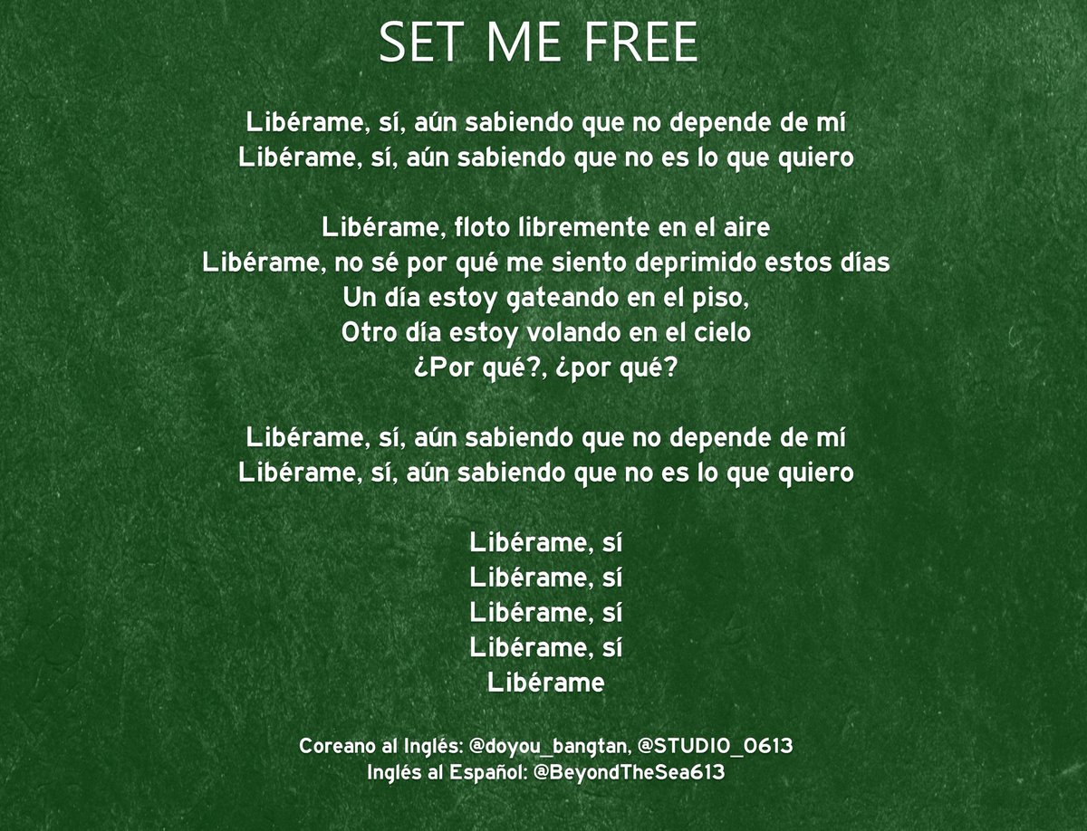 Á´®á´±yond The Sea Bts Be Is Coming On Twitter Agustd2 9 Set Me Free Traduccion Al Espanol Bts Twt