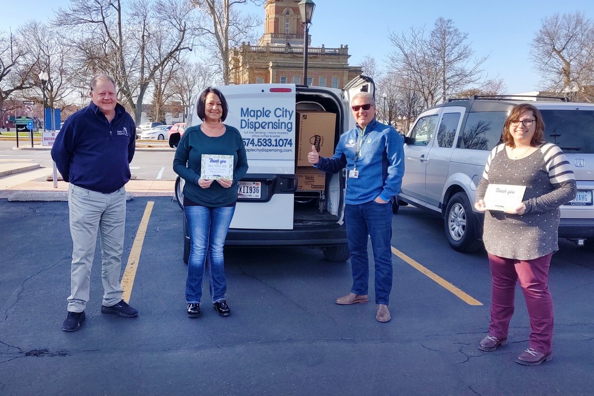First State Bank of Middlebury donated a truckload of snacks to healthcare workers at a local hospital. The vending company from which the snacks were purchased matched the donation.  #BanksHelpingHoosiers