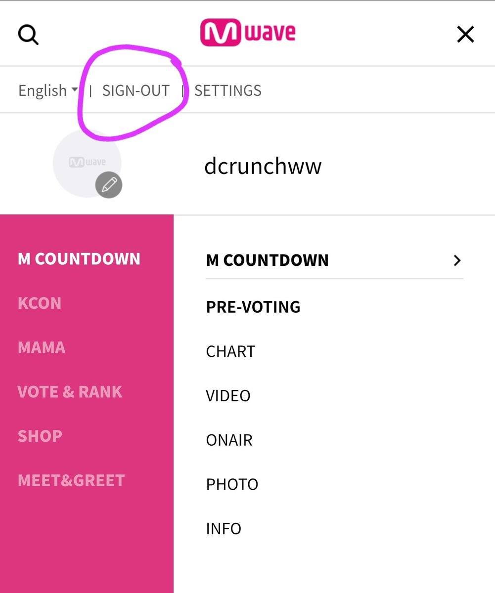 Now, you can stop there and vote from that account daily, but if you wanted to go the extra mile and vote some more, it is very simple.Go back to the main page and click the three lines again. This time click SIGN-OUT. After that click SIGN-IN again & sign in w/ a diff SNS acc