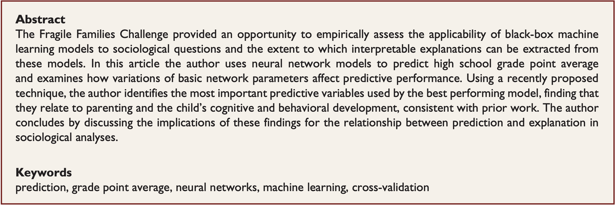 Davidson. "Black-Box Models and Sociological Explanations: Predicting High School GPA Using Neural Networks."  @thomasrdavidson  https://doi.org/10.1177%2F2378023118817702