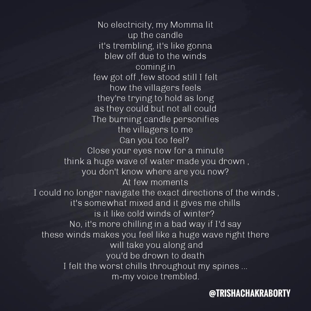 whoistrishaa's tweet photo. I , Trisha Chakraborty belong from Kolkata of West Bengal.
Here I've penned down how the Amphan Cyclone felt, how devastating it was!
@tanejamainhoon @narendramodi
@weareyuvaa @MamataOfficial

#CycloneAmphan
#PrayForBengal 
#SaveBengal
#SupportBengal https://t.co/TSZxHlzRCn