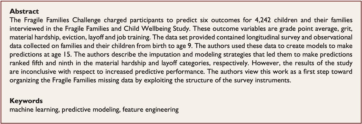 Goode, Datta, and Ramakrishnan. "Imputing Data for the Fragile Families Challenge: Identifying Similar Survey Questions with Semi-automated Methods."  @devDdata  @profnaren  @VT_DAC  https://doi.org/10.1177%2F2378023118822647