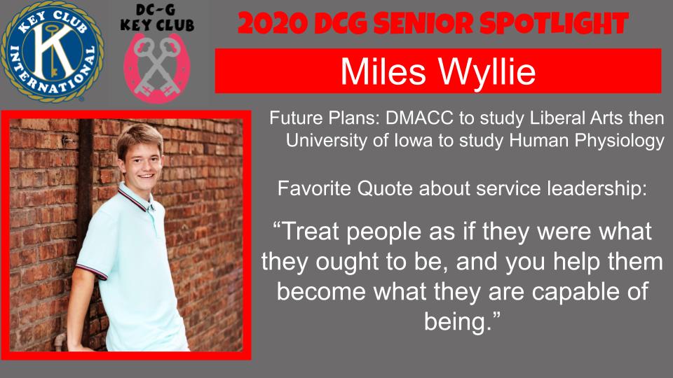 DCGKeyClub's tweet photo. Our senior tribute for today is another new member this year! Miles has been involved with many of our activities and projects! It was great serving with you Miles! https://t.co/RquFx0AKn1