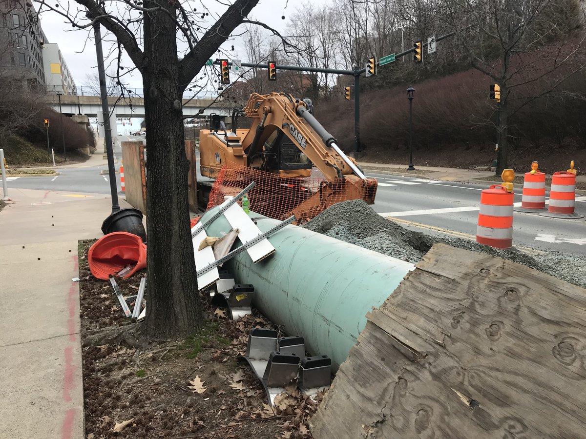 This project is a water line replacement that was originally supposed to have been done in conjunction with the West Main Streetscape. I won't go there now. But to end this thread, I ask you to please describe this photo from earlier this spring. I want your replies!