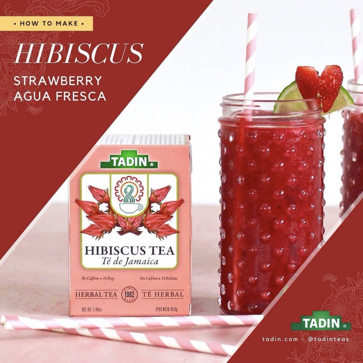 TadinCorp's tweet photo. A sweet treat for those warm spring afternoons! Try this Strawberry Agua Fresca made with our delicious Jamaica 🌺 🍓 #fridaymorning #FridayFeeling #MemorialDayWeekend #FridayThoughts #GoodFriday https://t.co/CbqeVnTwSh