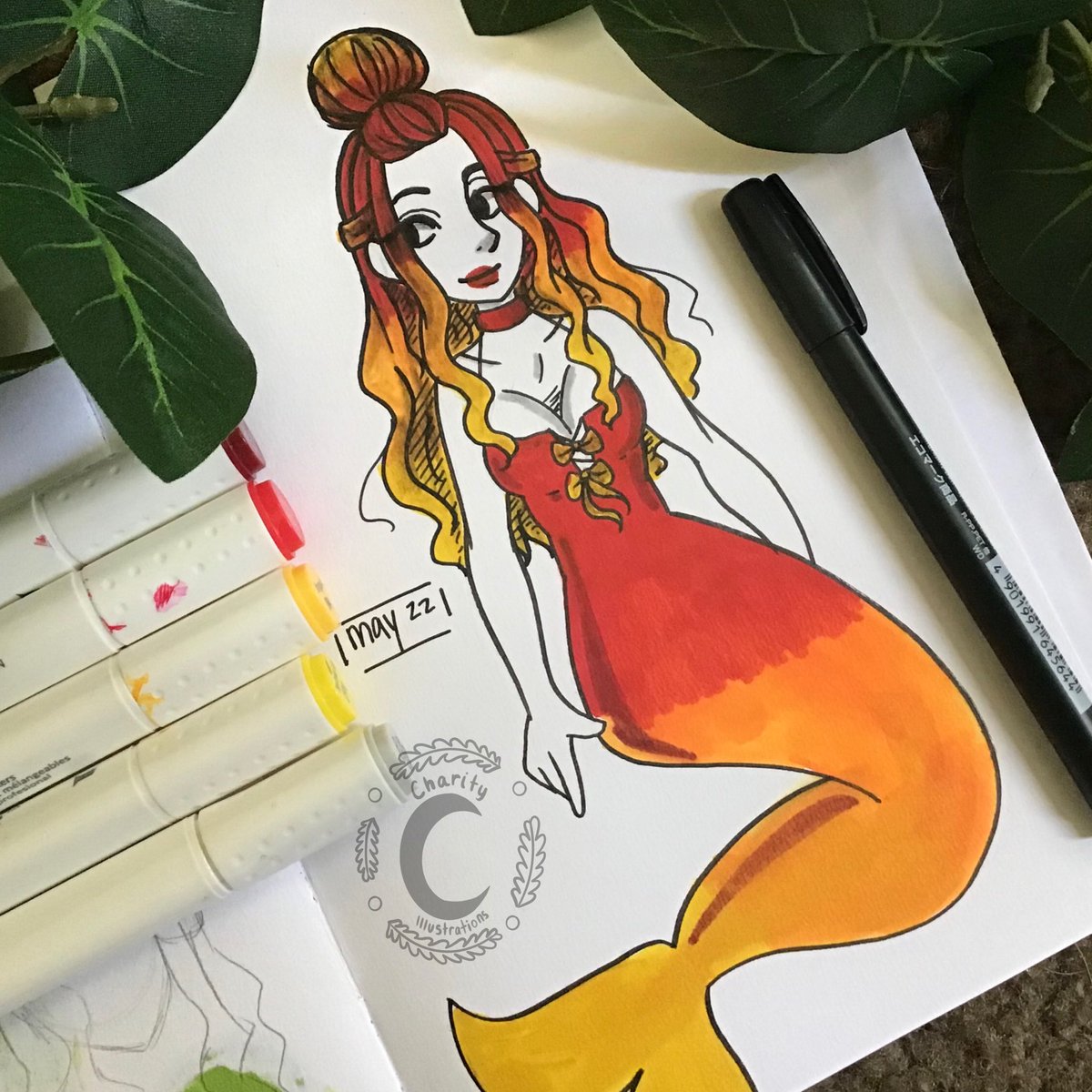 futuremangaka1's tweet photo. #mermayday22 Atomic Fire Ball. This drawing was fun to do and I wanted to add alot of red. #atomicfireball #candy #characterdesign #redswimsuit #femaledrawing #sketchbookdrawing #markerdrawing #mermay #mermaiddrawing #mermay2020 #artchallenge #animeartist #manga https://t.co/FZgiNT16hj