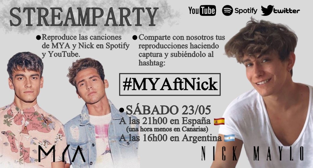 MYAChileFCO's tweet photo. ¡Recuerden que mañana tenemos un Stream Party compartido con el fandom de Nick Maylo! ¡Esperamos verlas a todas! 

⏰ 15:00 horas Chile https://t.co/A5JLau8VI3
