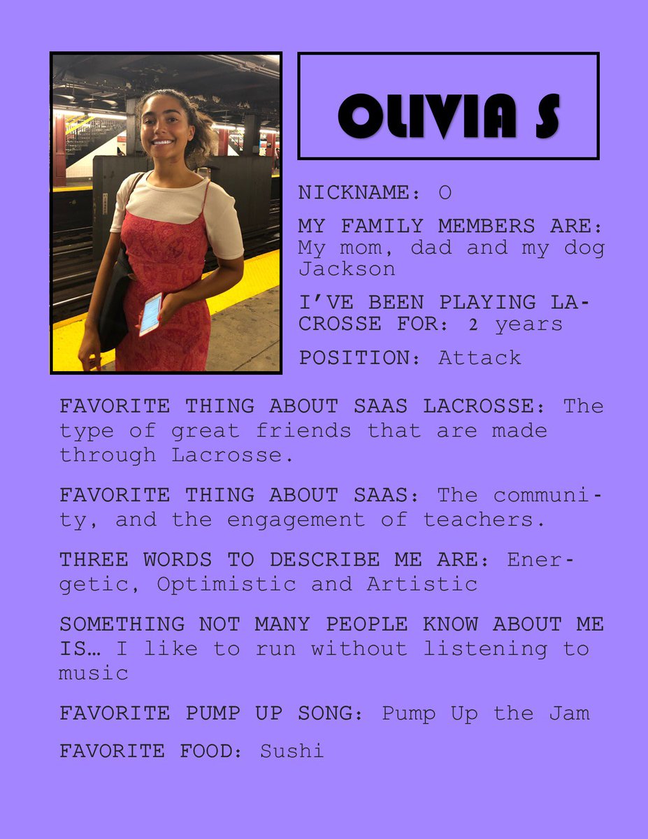 SAAS_GLAX's tweet image. This week’s Feature is Olivia S!Olivia has been playing for 2 years but her enthusiasm to be a part of this team makes it feel longer!Shes constantly cheering on her teammates,enthusiastically approaches every opportunity,&amp;amp; is eager to learn &amp;amp; improve her game!get to know Olivia!