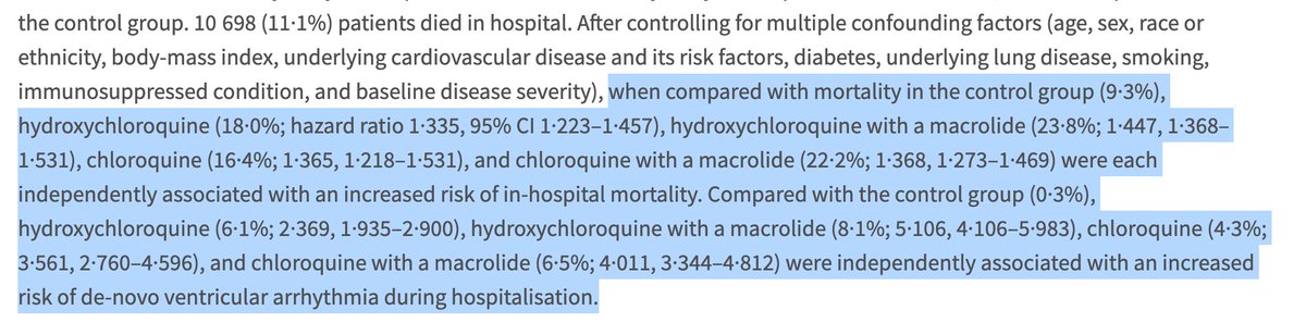 ::circles back to dispel some misinfo from tweet replies:: @ccachor2: The study looked at both hydroxychloroquine and chloroquine, but in separate groups.Hydroxychloroquine showed worse survival and more  toxicity than chloroquine.  https://www.thelancet.com/journals/lancet/article/PIIS0140-6736(20)31180-6/fulltext