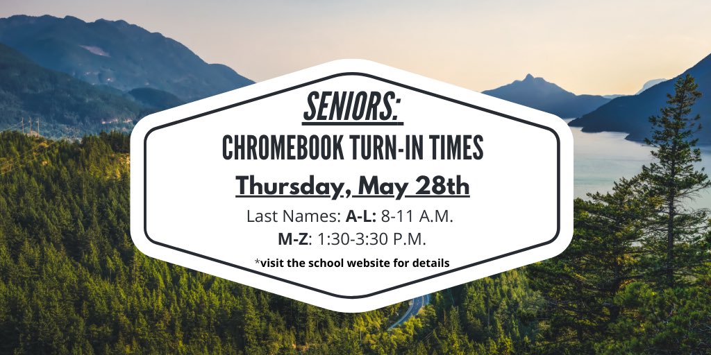 WHS_Pioneers's tweet photo. Seniors: important Chromebook turn-in information below! #WeAreWatauga @WataugaSchools https://t.co/aqIwbnvI0s