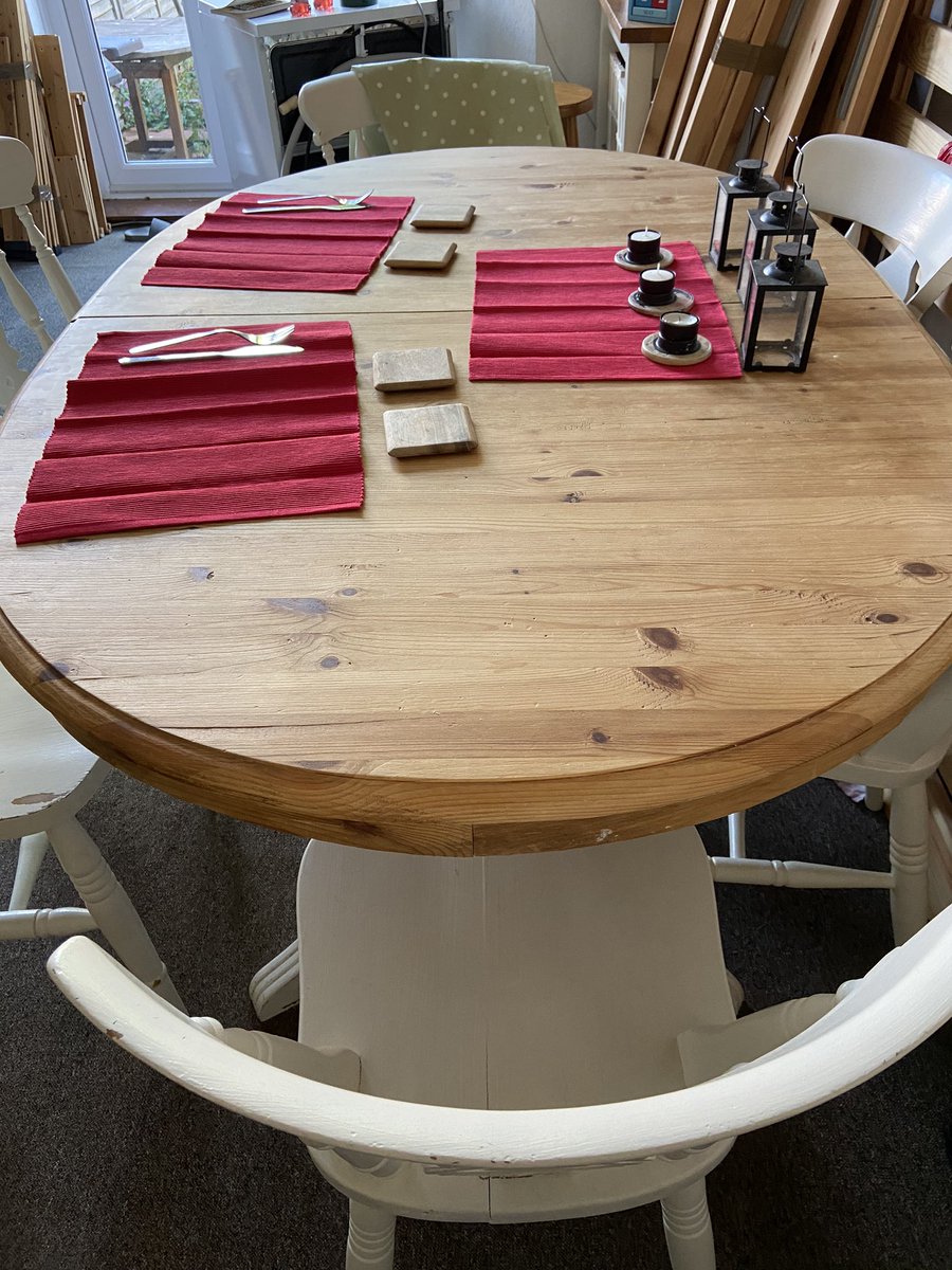 thespoonhead's tweet photo. Totally love my husband! Horrible stained wipeable children friendly table cloth is gone and the candles are out! #lockdowndatenight https://t.co/CVgrtPdmXe