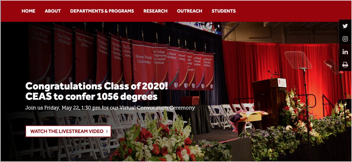CEASSBU's tweet photo. TODAY!! 2020 #SBUCommencement will live stream at 12 PM and #CEASConvocation begins at 1:30 PM! Both videos can be viewed on the @CEASSBU convocation page: https://t.co/SYDJ9KO4Xb https://t.co/BCB4W3B1hi