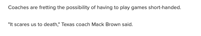 Mack Brown was head coach at Texas and was terrified it would deplete roster