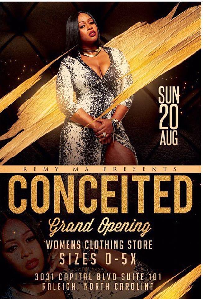 2017: August - Remy Ma opens a clothing boutique in Raleigh North Carolina called “Conceited”