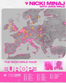 2019: February - Nicki Minaj begins the European leg of her Nicki WRLD Tour.